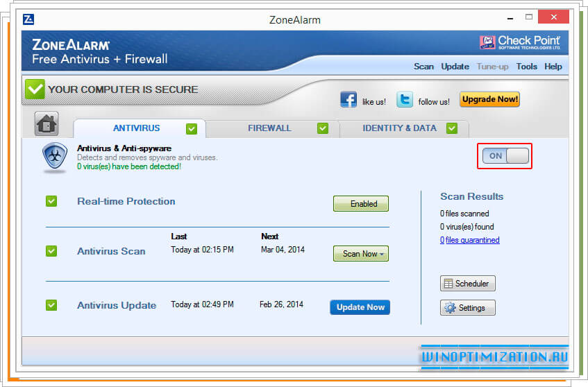 Выключение и включение антивирусной защиты Выключение и включение антивирусной защиты