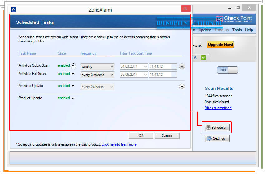 Планировщик заданий антивируса ZoneAlarm Планировщик заданий антивируса ZoneAlarm