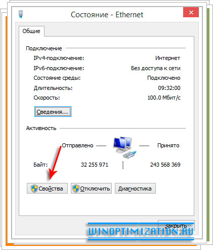 Свойства подключения Свойства подключения