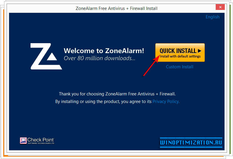 Начало установки ZoneAlarm Free antivirus + Firewall Начало установки ZoneAlarm Free antivirus + Firewall