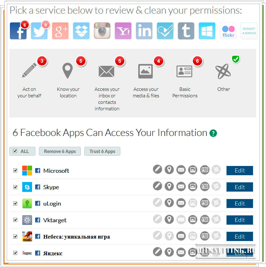 MyPermissions - приложения которые можно удалить
